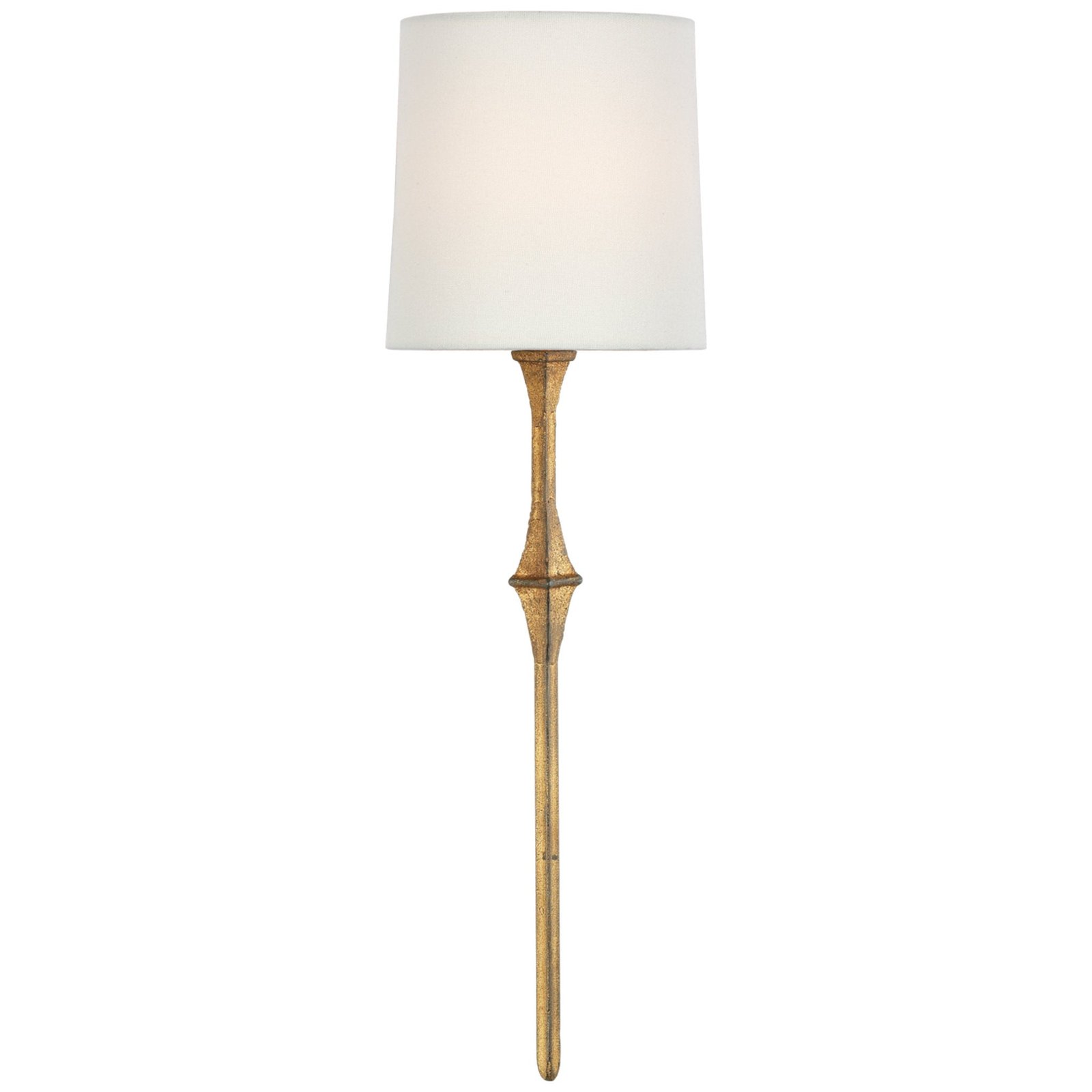 Montefortino Shield Shaped Linen Shade Gilded Iron Wall Sconce