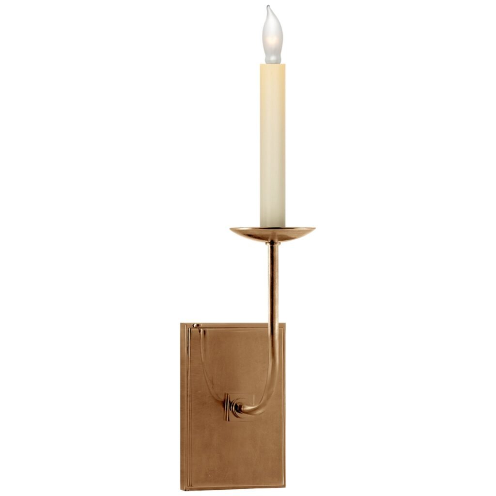 Beja Rectangular Plate Single Candle Antiqued Brass Wall Sconce