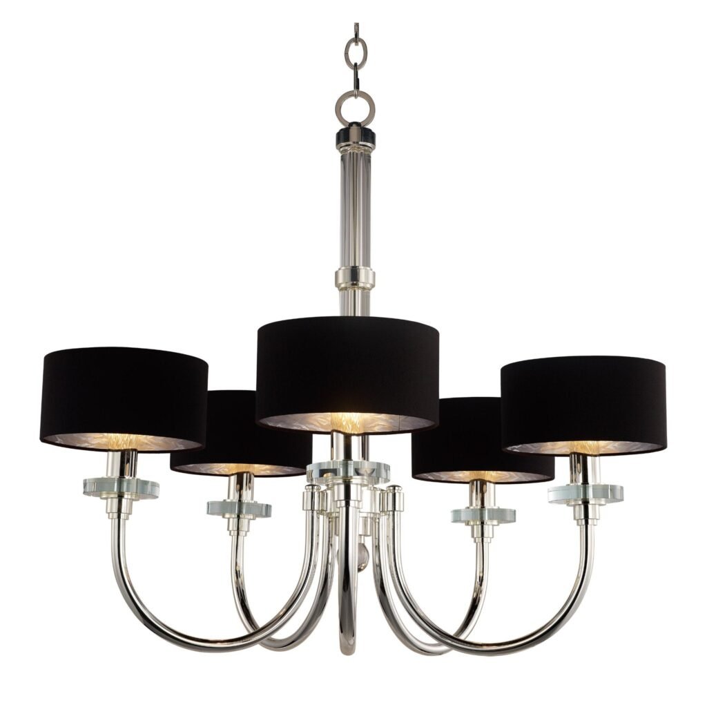 Soufli Silver Plated Black Shade Chandelier