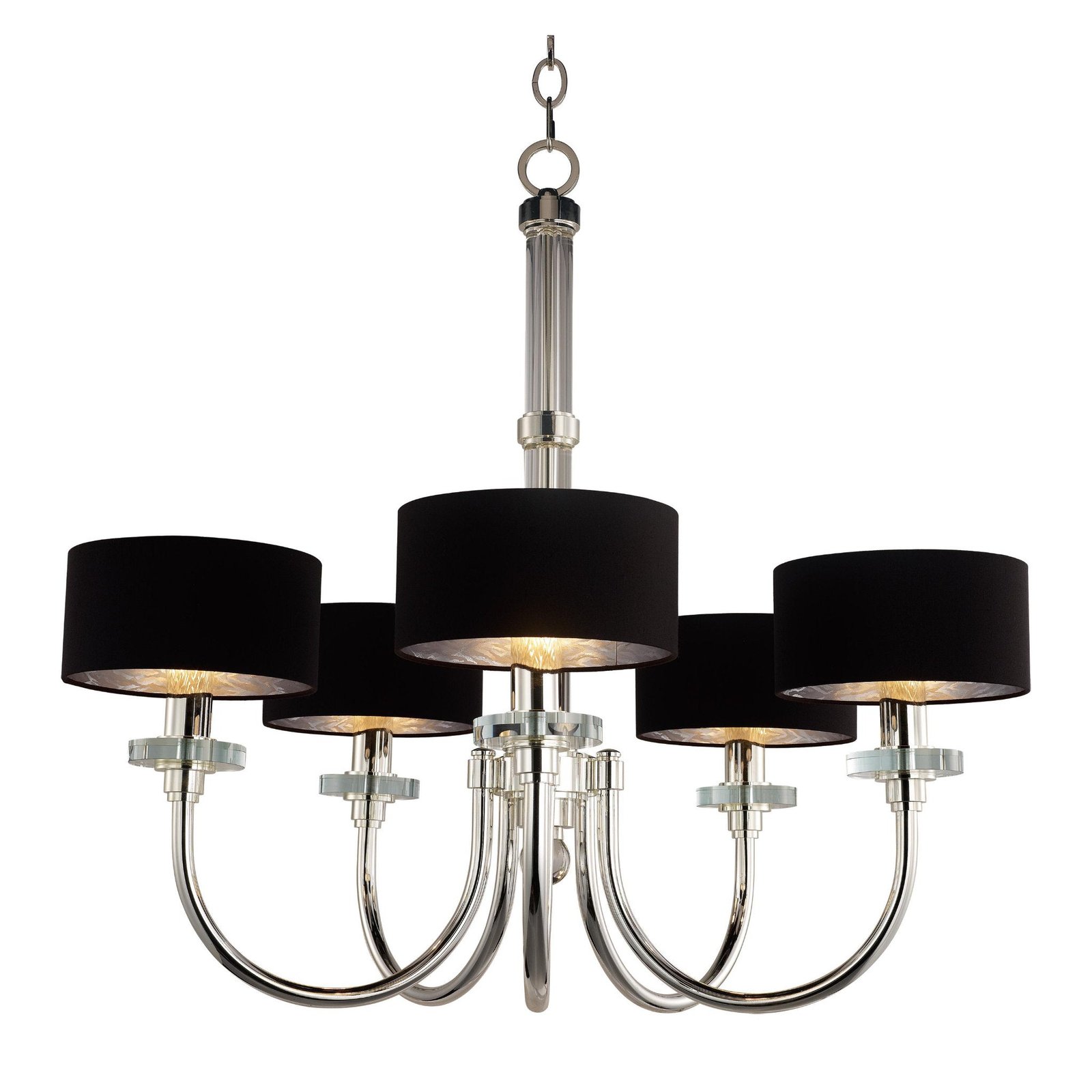 Soufli Silver Plated Black Shade Chandelier