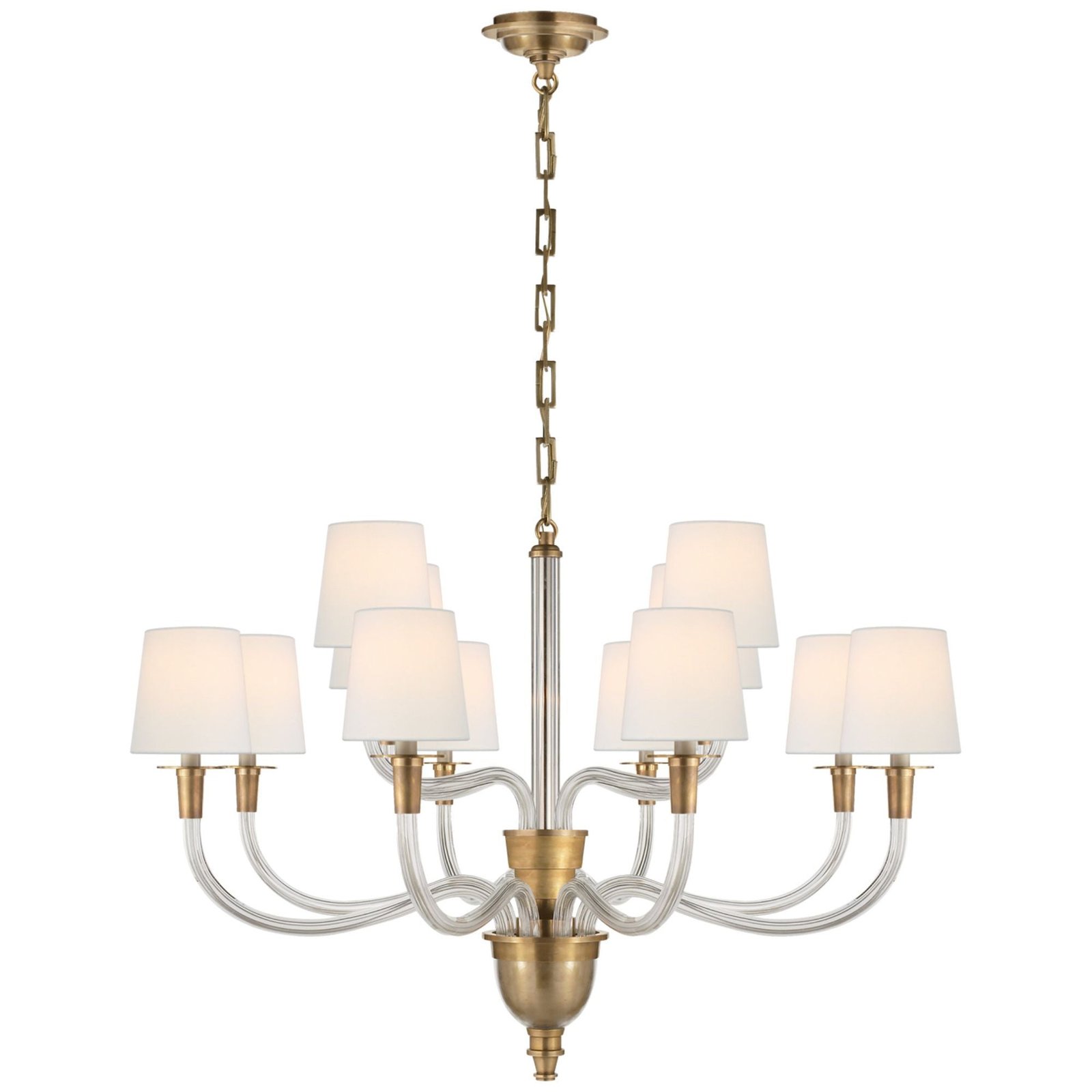 Takrouna Linen Shade Two Tier Brass Chandelier