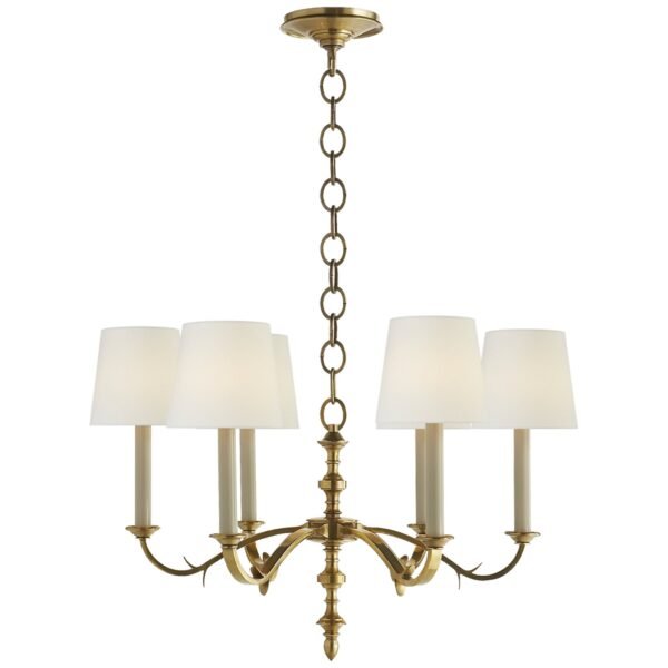Chebba Linen Shade Small Brass Chandelier