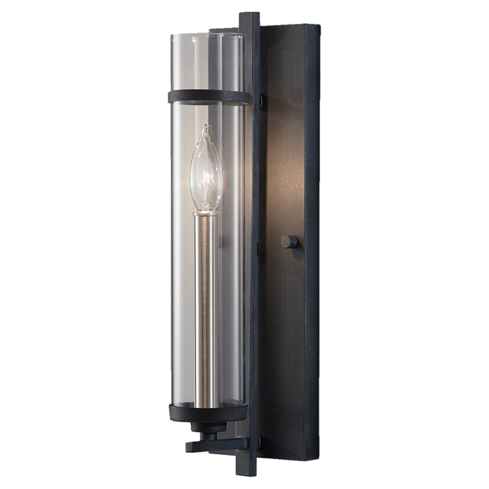 Baião Slim Long Glass Cylinder Iron Tone Wall Sconce